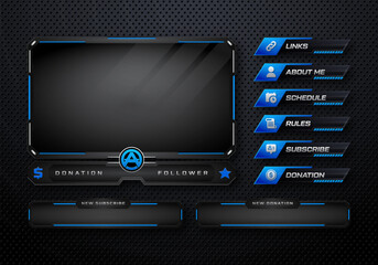 Aufkleber - Set of modern design elements for overlay game streaming screen panel. Game frame for streamers and online video.