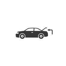Car With Open Trunk Icon, Self Export, Boot Pickup, Receive Package, Currier Order Delivery, Editable Stroke Vector Illustration Flat Sign