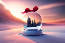 
Happy Valentines Day  With Snow Globe And Gift Box Generated By AI Tool
