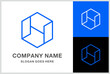 Monogram Letter H Geometric Square Cube Business Company Stock Vector Logo Design Template	