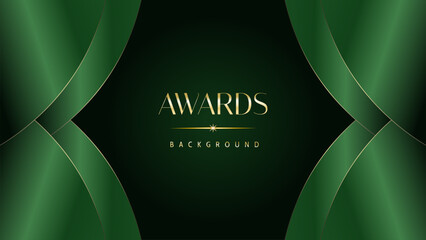 Green golden award graphic background. Elegant luxury corporate modern template. Trophy banner flyer certificate. Vector illustration design.