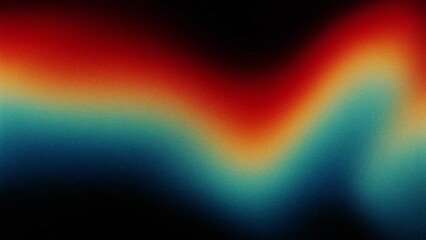 vibrant vhs style rainbow teal white psychedelic grainy gradient color flow wave on black background