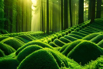 Poster -  Rows of Grapevines Stretching Across a Hillside, Anticipating the Harvest