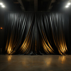 Sticker -  Black leather curtains create a dramatic effect 
