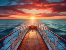 Beautiful Sunset Over The Sea. View From A Cruise Ship