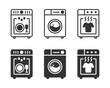 Clothes dryer icon. Washing machine icon. Dishwasher icon. Vector illustration.