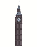 Fototapeta Big Ben - Vector Illustration of Big ben tower. London parliament square. Big ben icon tower. Isolated Landmark Big Ben and the clock.