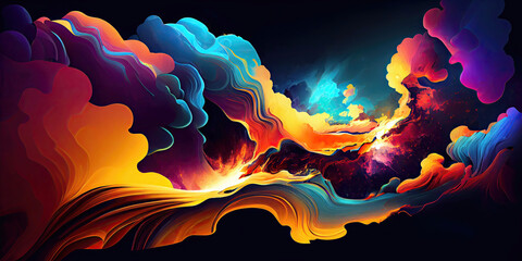 Wall Mural - Space art abstract background with analogous colors
