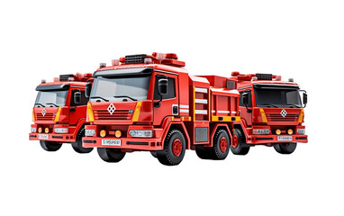 Wall Mural - Evolution and Variety in Toy Fire Truck Sets. Isolated on a Transparent Background. Generative Ai