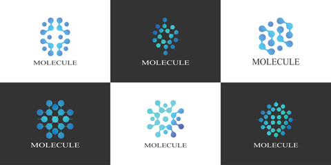 molecule logo design collection with creative concept premium vector