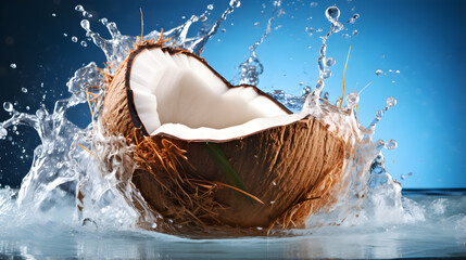 Wall Mural - coconut water splash on white background