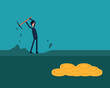 © izen - Businessperson digging for mining. Digging for treasure
