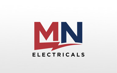 Poster - MN Initial logo concept with electric template vector