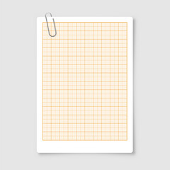 Wall Mural - Sheet of graph paper with grid. Millimeter paper texture, geometric pattern. Orange lined blank for drawing, studying, technical engineering or scale measurement. Vector illustration