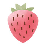 Fototapeta Kwiaty - Pastel strawberry, Cute doodle strawberry