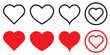 © Krupal - Heart icon. Valentine day love red heart shape symbol. Couple lover romance vector. Health amour clipart sign.