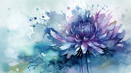 Wall Mural - Watercolor floral background with blue flowers. Hand drawn illustration. generative ai