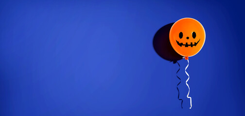 Wall Mural - Halloween balloon ghost with happy face - flat lay
