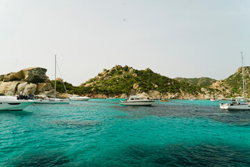 Panorama dell'Isola di Spargi, arcipelago della Maddalena. Provincia di Sassari, Sardegna. Italy