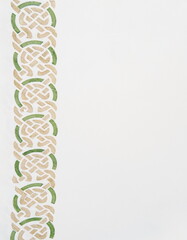 Wall Mural - Brown and Green Watercolor Celtic Style Left Border on White