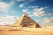 A magnificent pyramid in Giza, Egypt with Khufu during a sunny day. Generative AI