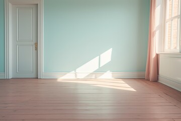 Sunlight falling into an empty room with a mock up wall.