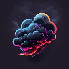 Wall Mural - black cloudy cloud smoke neon light in the sky