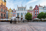 Fototapeta Miasto - Neptune Fountain in Gdansk, Poland