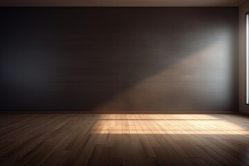 Sunlight falling into an empty room with a mock up wall.