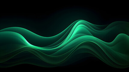 Wall Mural - fluid serenity: abstract green color design with vector ripples on a dark background