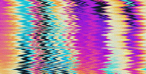 Vibrant VHS style orange pink teal white psychedelic grainy gradient color flow wave on black background, music cover dance party poster design. Retro Colors from the 1970s 1980s, 70s, 80s, 90s style