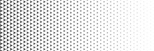 Horizontal Black Halftone Of Three Sharp Triangles Design For Pattern And Background.