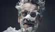 © Stockgiu - One man winter fun shaving cream and snow headshot generated by AI