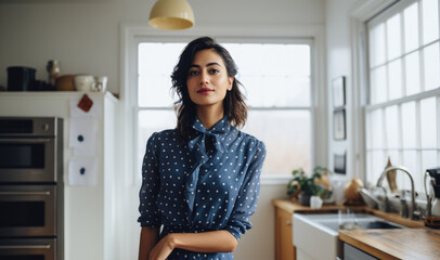 Wall Mural - Young woman in the kitchen of her home