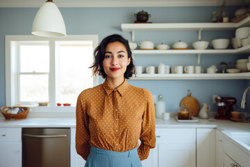 Wall Mural - Young woman in the kitchen of her home