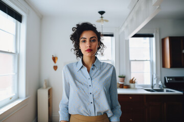 Wall Mural - Young woman in the kitchen of her home