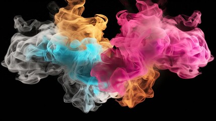 Wall Mural - A Set of Colored Smoke Bomb Explosion Clouds on Transparent Background, generative ai