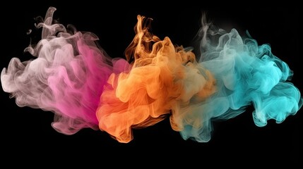 Wall Mural - A Set of Colored Smoke Bomb Explosion Clouds on Transparent Background, generative ai