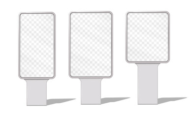 Wall Mural - Blank transparent digital display stand mockup. Street lightbox. Sidewalk advertising poster sign holder. Vector mock-up set. Template for design