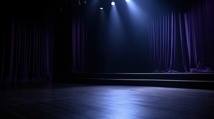 Wall Mural - The Dark Stage Shows Empty Dark Blue Purple Pin Background