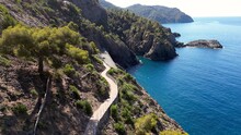 Europe, Italy, Framura Is A Little Sea Village In Liguria Close To 5 Terre ( Five Island )  - Drone Aerial View Of Mediterranean Coast - Hiking And Trekking Walking By Over The Sea 