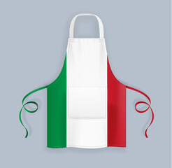 Wall Mural - Realistic Detailed 3d Italy Flag Kitchen Apron Accessory for Protection Italian Food Concept. Vector illustration of Clothing Uniform Chef