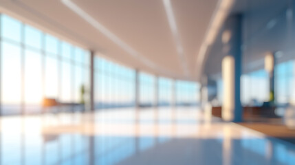 Wall Mural - blurred office lobby entrance building background, defocus luxury clinic hospital corridor, modern h