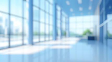 Wall Mural - blurred office lobby entrance building background, defocus luxury clinic hospital corridor, modern hotel reception hall interior Ai generated