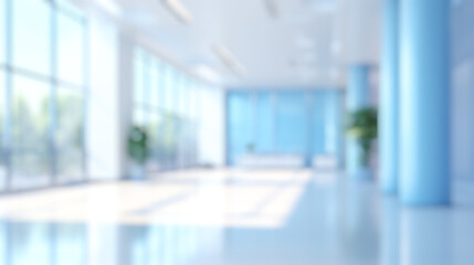 Wall Mural - blurred office lobby entrance building background, defocus luxury clinic hospital corridor, modern h
