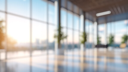 Wall Mural - blurred office lobby entrance building background, defocus luxury clinic hospital corridor, modern h