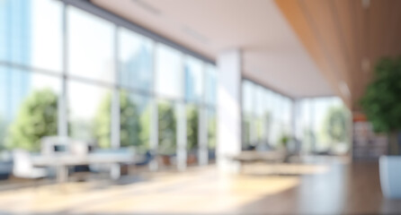 Wall Mural - blurred office lobby entrance building background, defocus luxury clinic hospital corridor, modern h