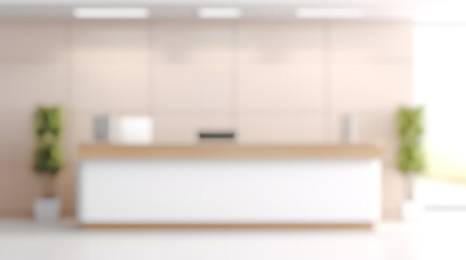 Wall Mural - blurred white office lobby reception building background, defocus luxury clinic hospital corridor, m