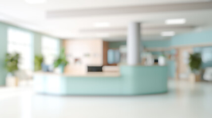 Wall Mural - blurred white office lobby reception building background, defocus luxury clinic hospital corridor, m