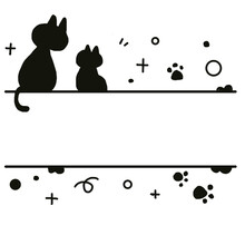  Cartoon Cat And Kitty Paw Doodle Line Cute Kawaii Empty Sign With Place For Your Text Banner ,animal Frame